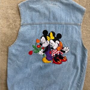Vintage Mickey By Jerry Leigh Embroidered “ Feelin Fine”, Denim Vest Men  Sz M